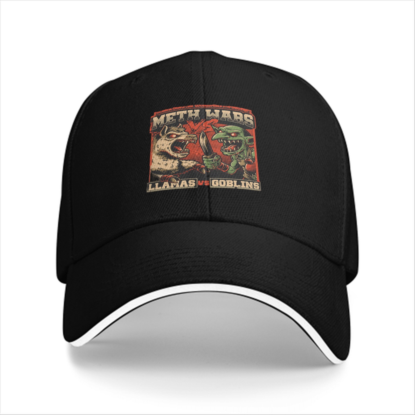 Meth Wars Llamas vs Goblins Graphic Baseball Cap
