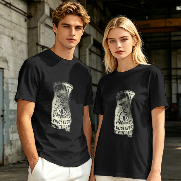 Olive Graphic T-Shirt With Insanity Skull Bird Print
