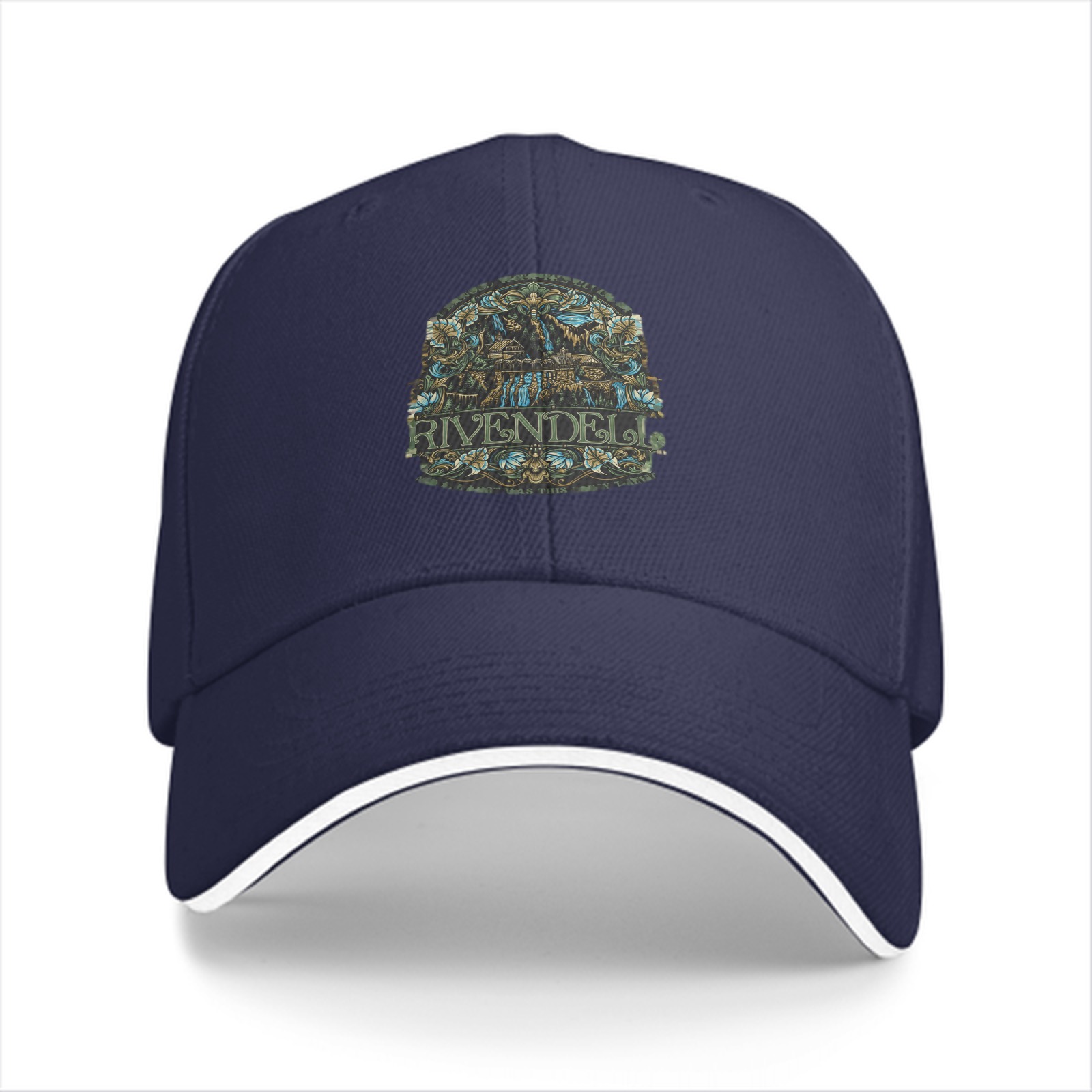 Black Baseball Cap with Rivendell Fantasy Art Emblem