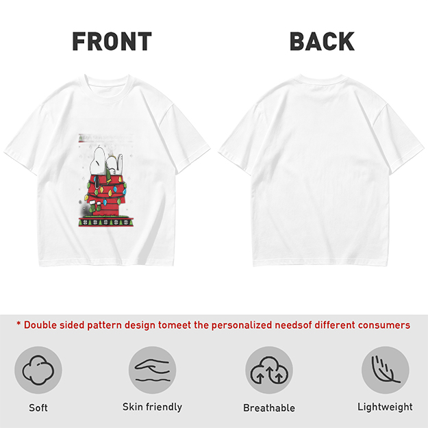 Olive T-Shirt with Snoopy Christmas Doghouse Design