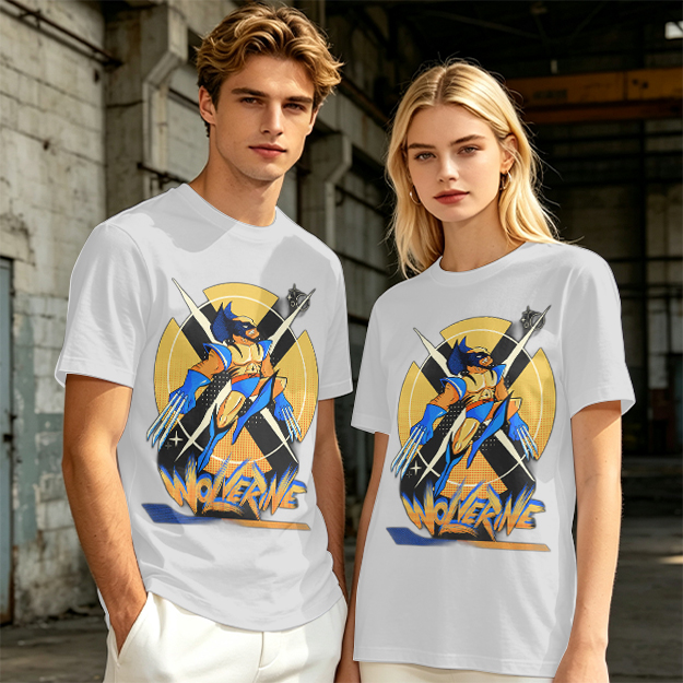 Olive Wolverine Graphic T-Shirt Featuring X-Men Symbol Art