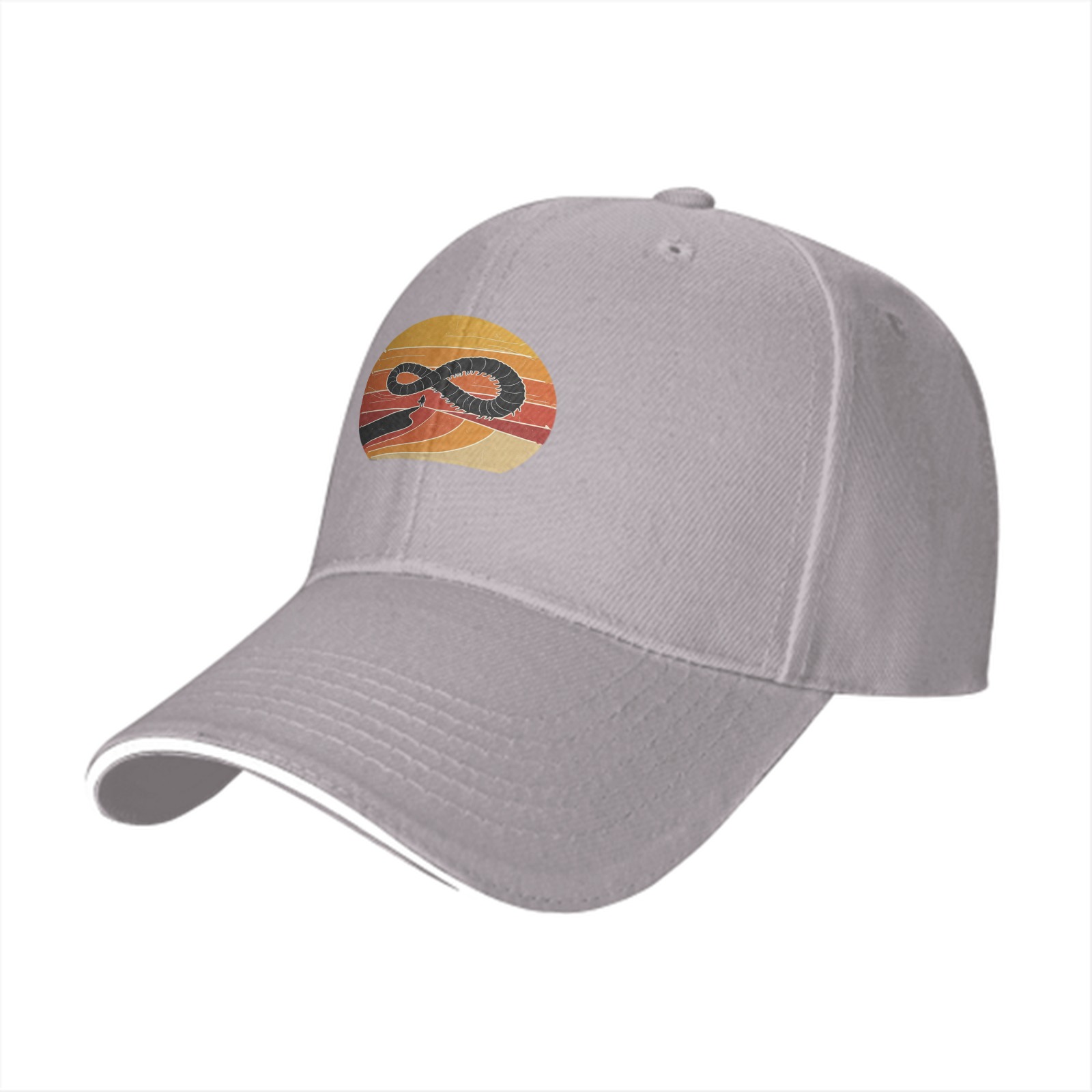 Black Baseball Cap With Retro Sunset Infinity Symbol Graphic