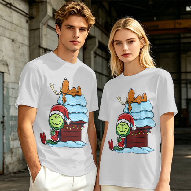 Grinch and Max Christmas Doghouse Graphic T-Shirt