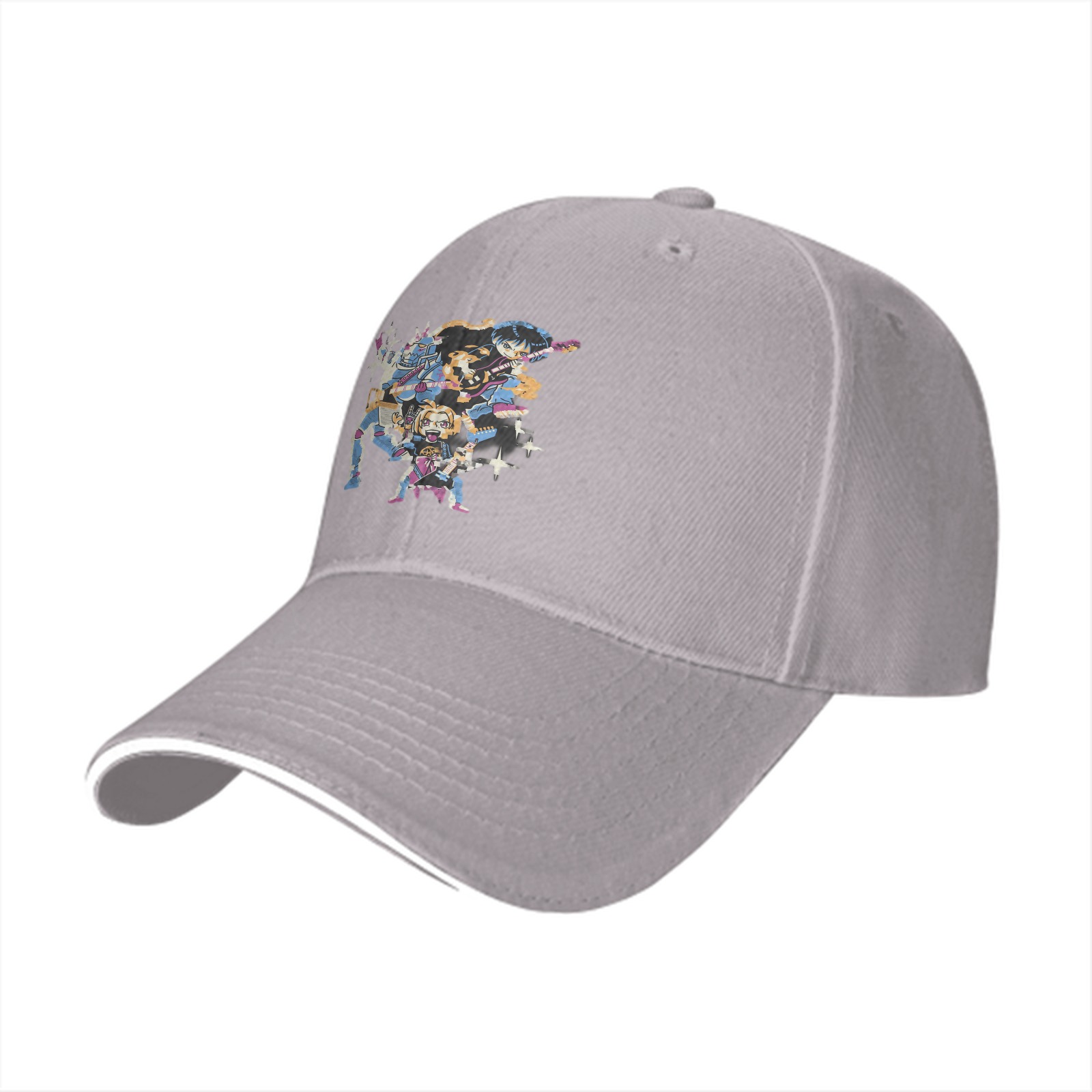 Black Baseball Cap With Anime Character Band Graphic