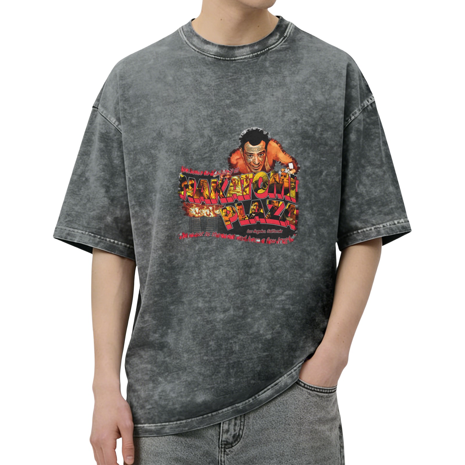 Die Hard Nakatomi Plaza Graphic Acid Wash T-Shirt