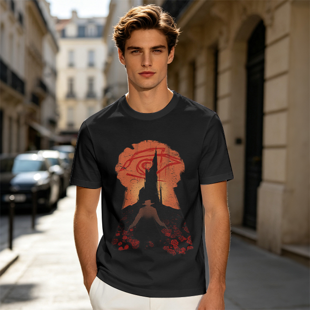 Olive T-Shirt With Dark Tower Keyhole Silhouette Art Print