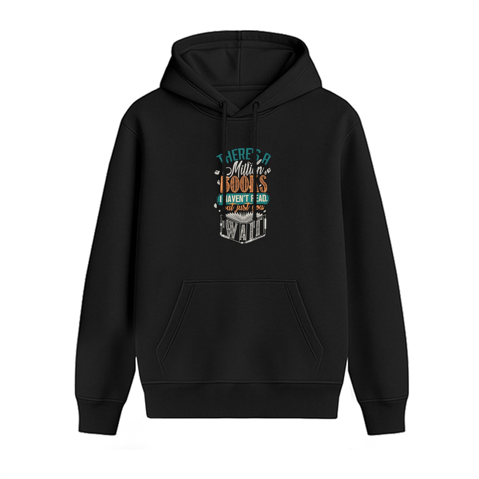 Black hoodie with book lover quote graphic design