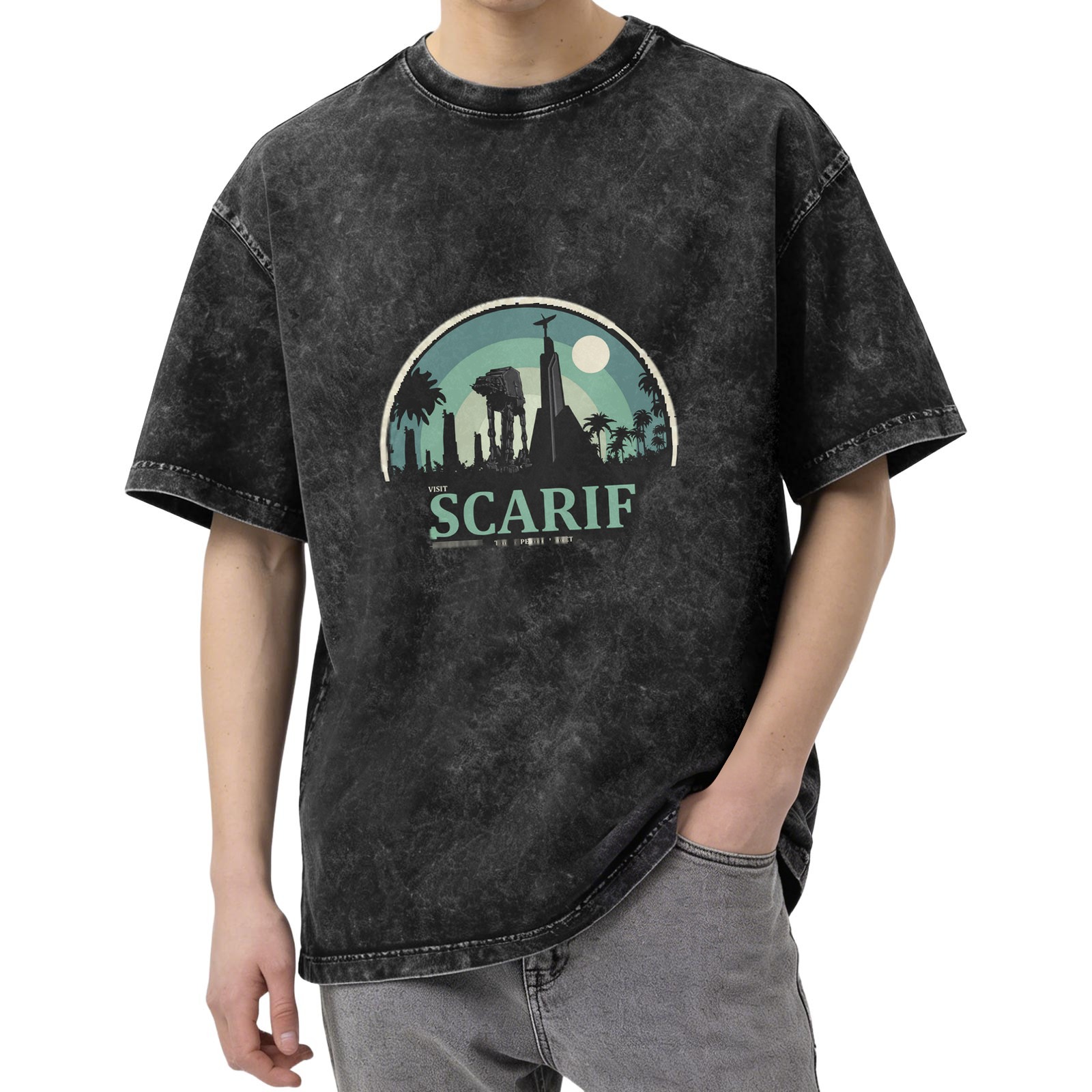 Visit Scarif Star Wars Graphic Acid Wash T-Shirt