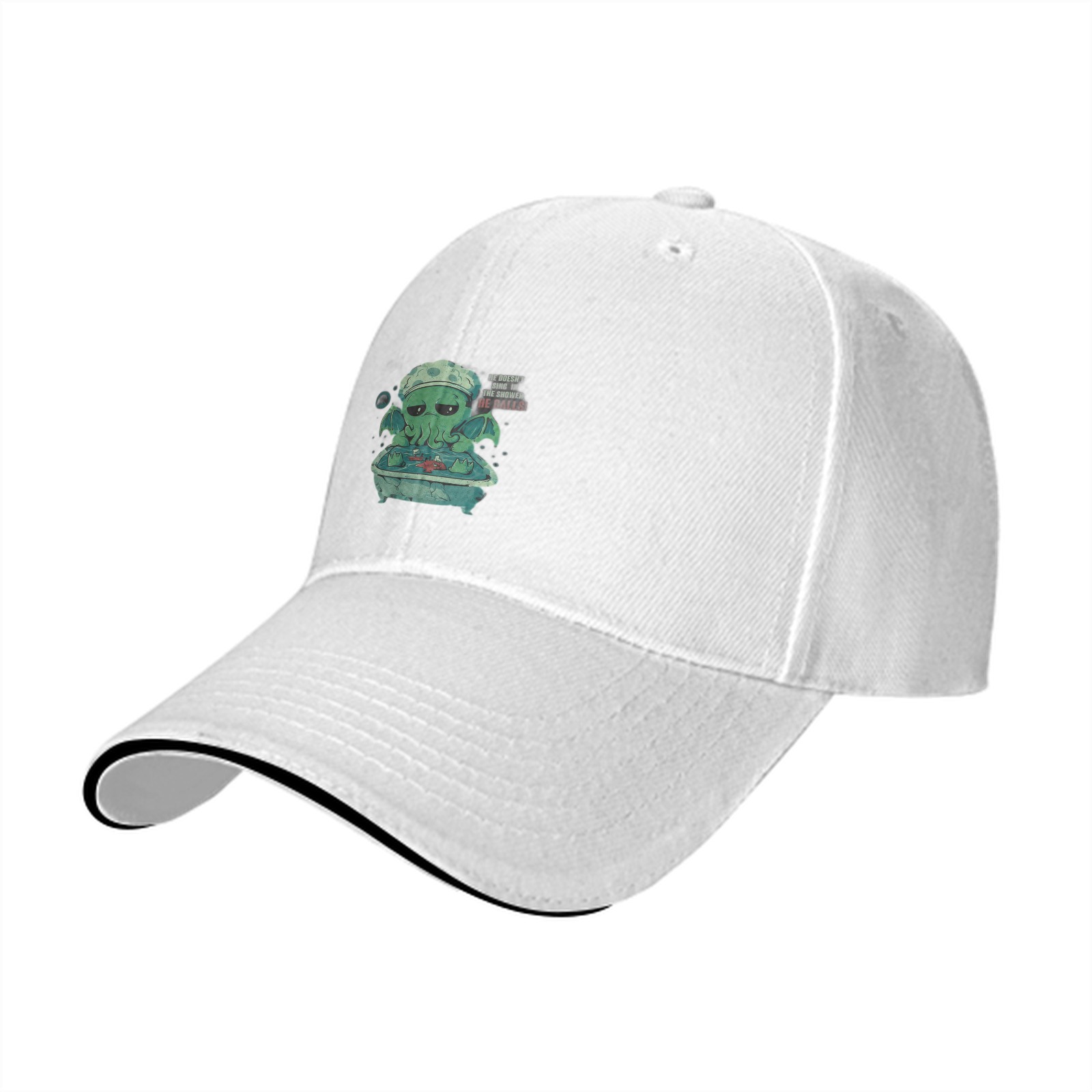 Black baseball cap with Cthulhu bathing graphic