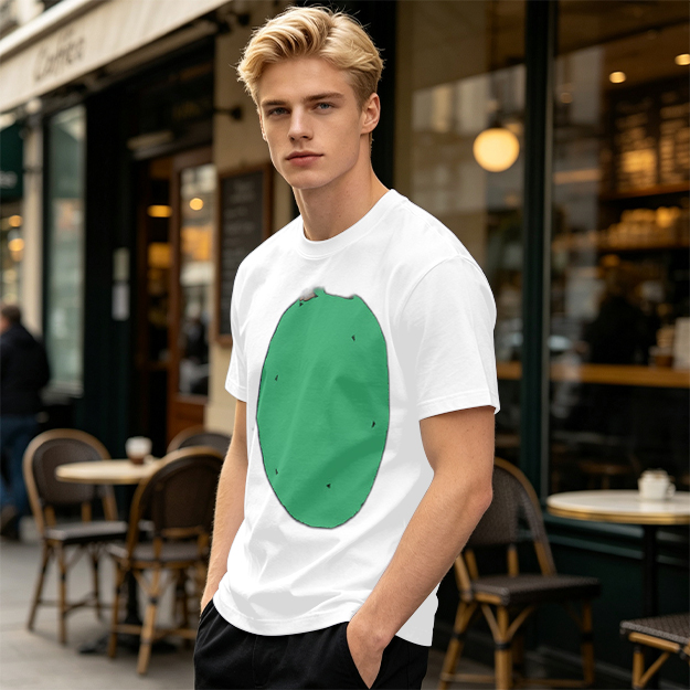 Olive Green T-Shirt With Simple Green Oval Graphic Print