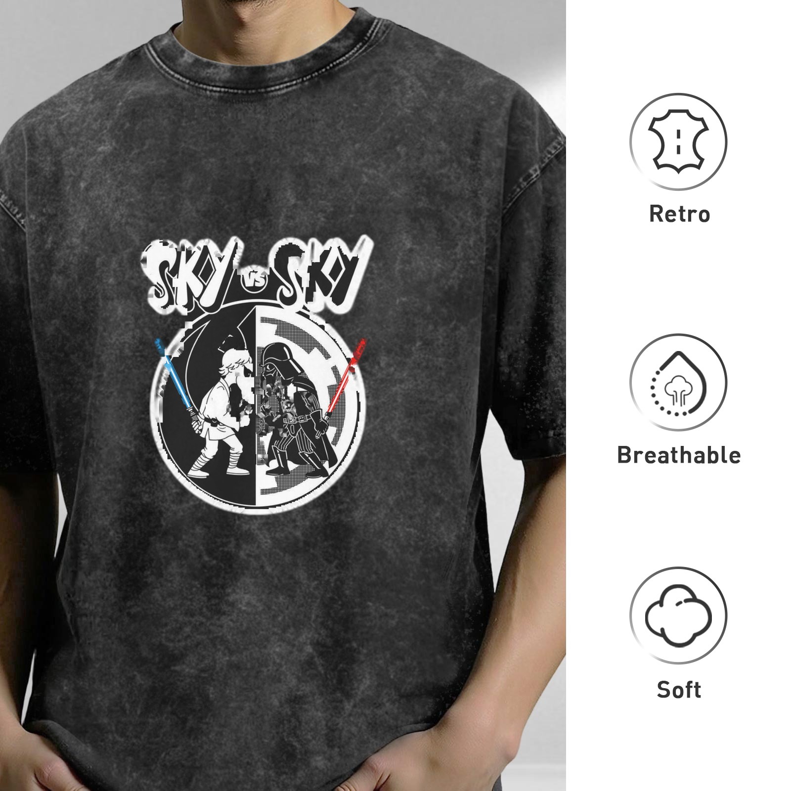 Star Wars Skywalker vs Skywalker Acid Wash T-Shirt