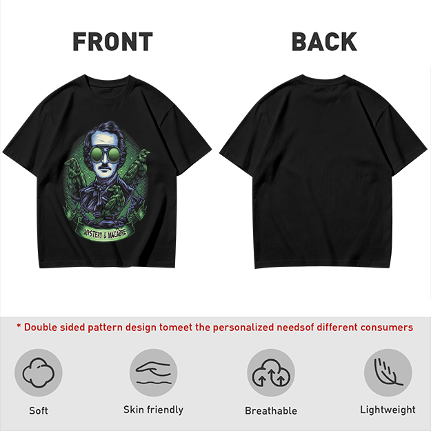 Edgar Allan Poe Raven Mystery Macabre Graphic T-Shirt