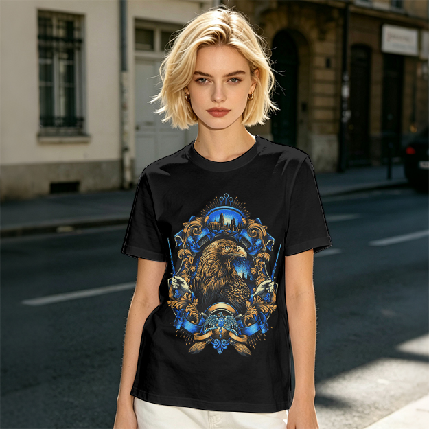 Olive T-Shirt With Detailed Eagle Crest Graphic Design