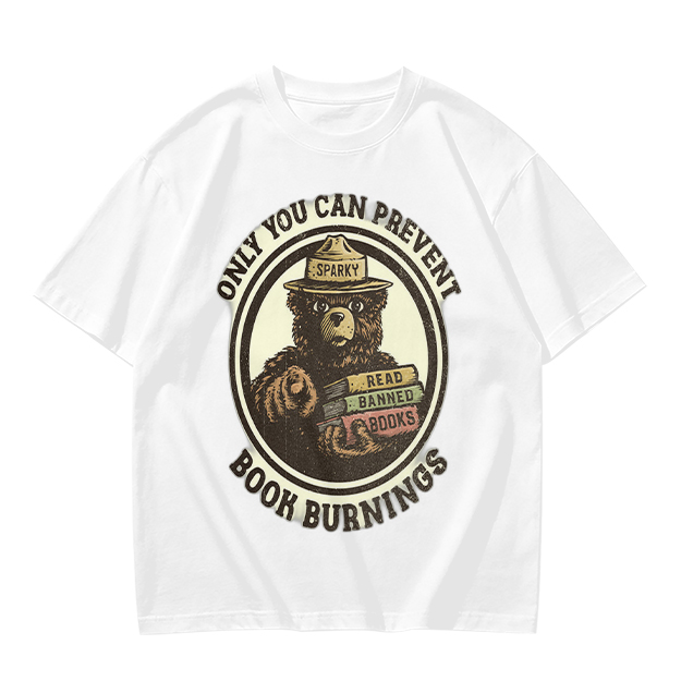 Only You Can Prevent Book Burnings Bear T-Shirt Art