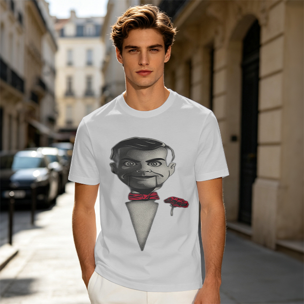 Olive T-Shirt With Ventriloquist Dummy Print