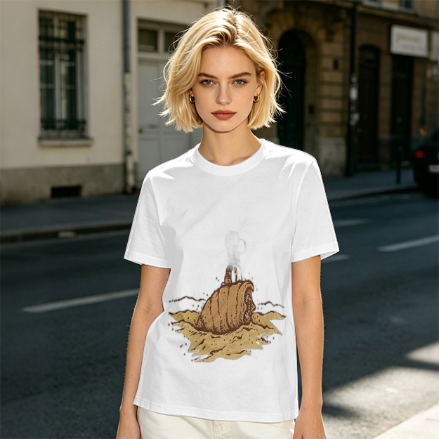 Olive Green T-Shirt With Sandworm Desert Print