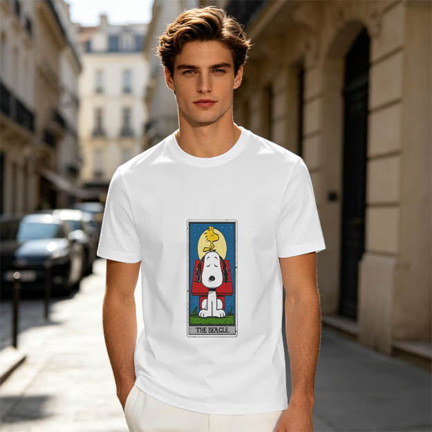 Olive T-Shirt with Snoopy The Beagle Tarot Card Graphic