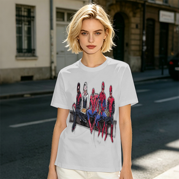 Olive T-Shirt With Spider-Verse Heroes Group Print