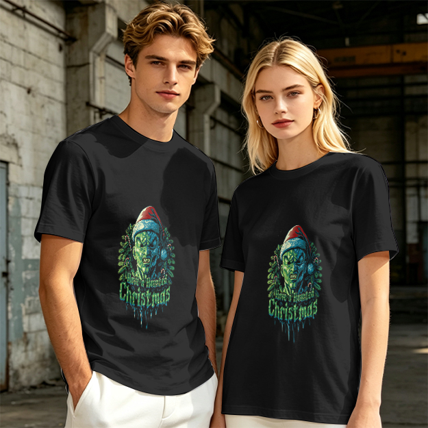 Olive T-Shirt With Scary Green Grinch Christmas Print
