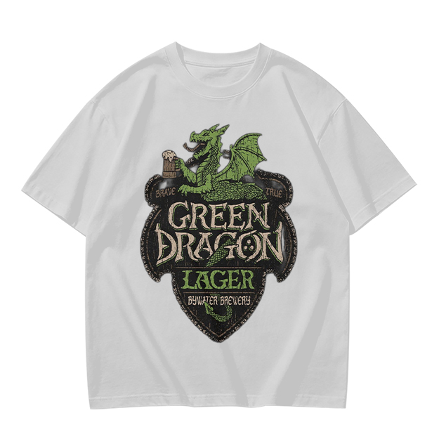 Green Dragon Lager Graphic Olive T-Shirt