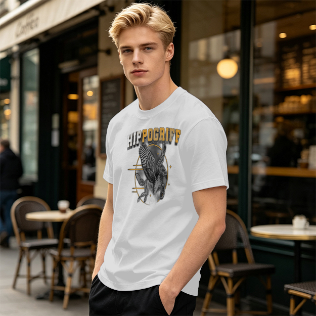 Olive Graphic T-Shirt Featuring Hippogriff Design