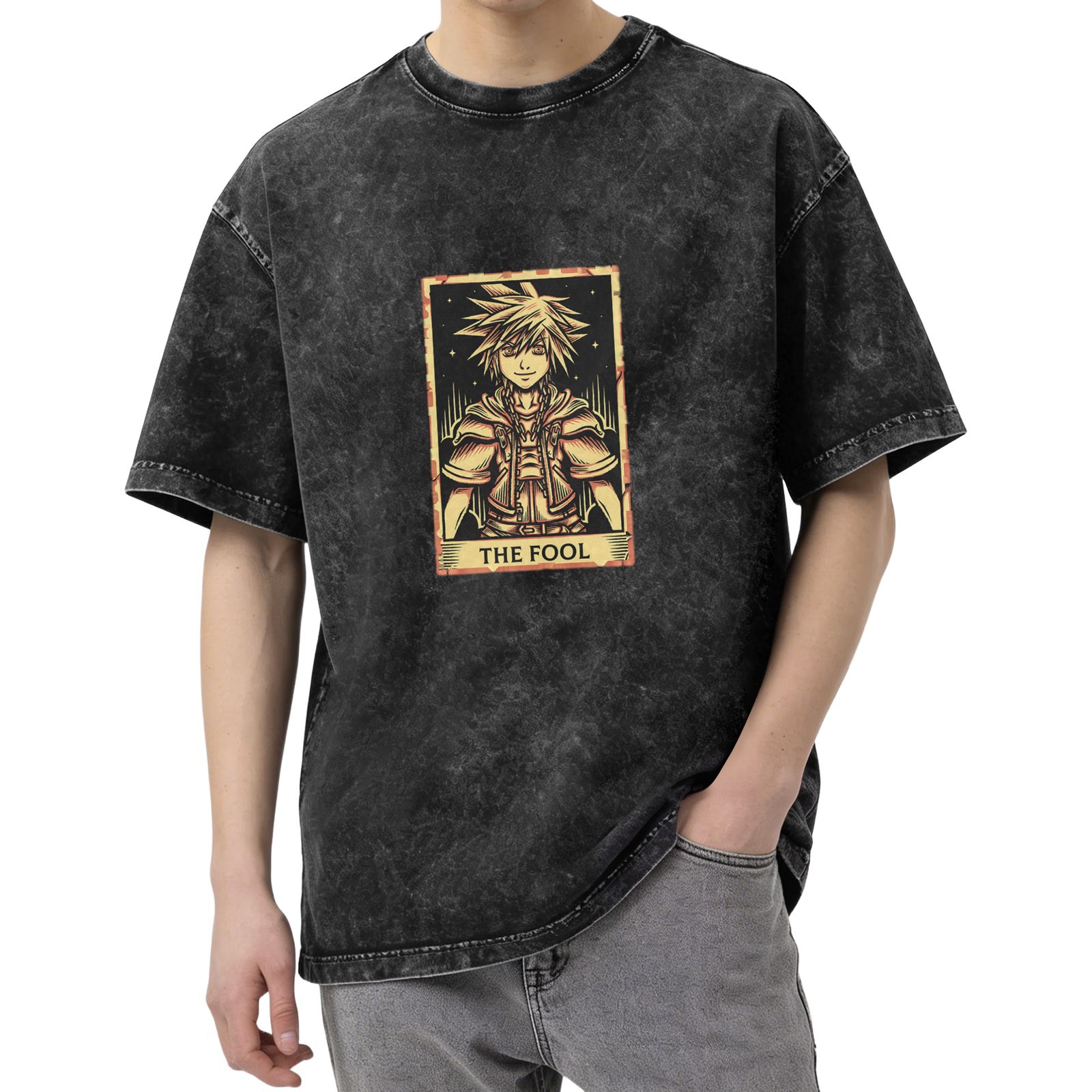 Kingdom Hearts Sora The Fool Tarot Card Acid Wash T-Shirt