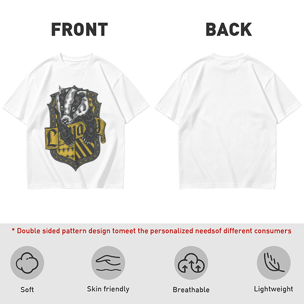 Olive T-Shirt With Hufflepuff Badger Crest Graphic