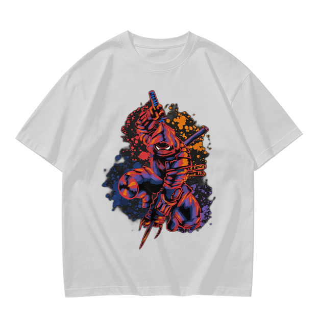 Olive T-Shirt With Stylized Ninja Turtle Warrior Graphic