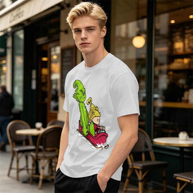Grinch and Cindy Lou Who Sledding Graphic T-Shirt
