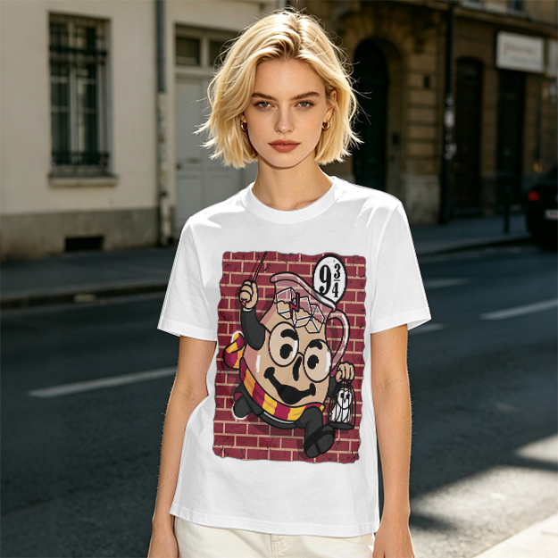 Olive T-shirt with Harry Potter themed pitcher graphic