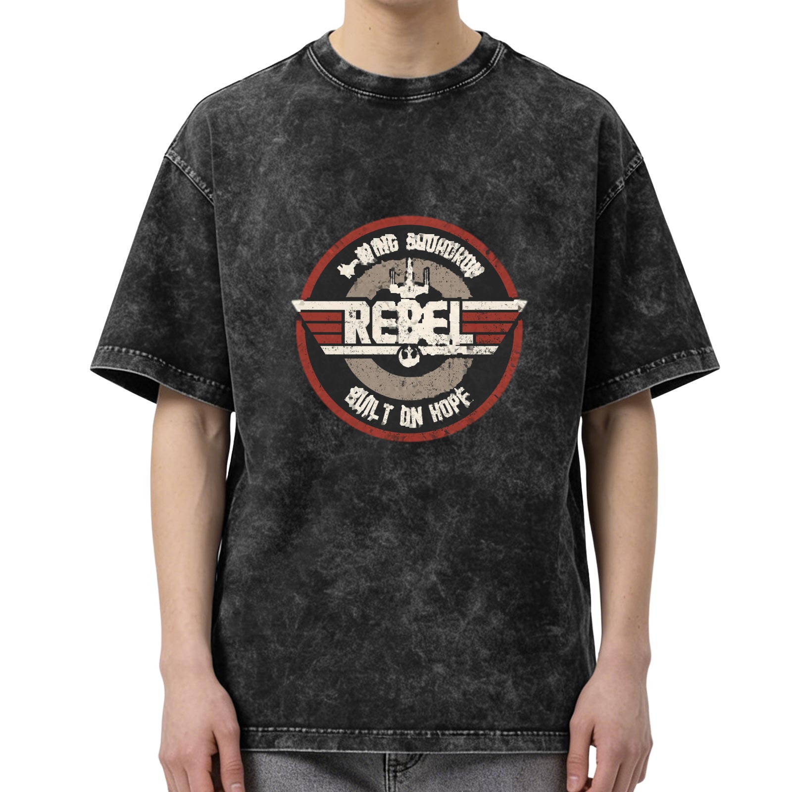 Wing Squadron Rebel Built On Hope Acid Wash T-Shirt