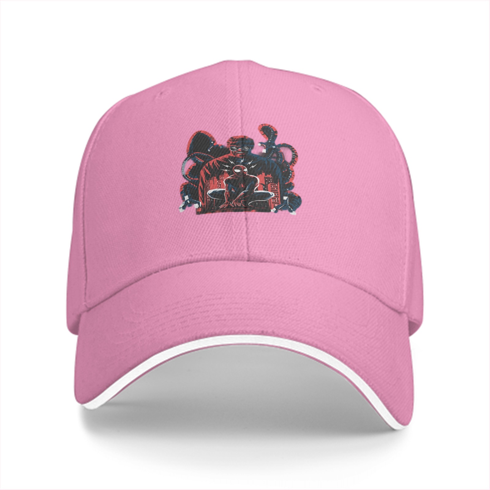 Black Baseball Cap with Spider-Man Villain Graphic Print