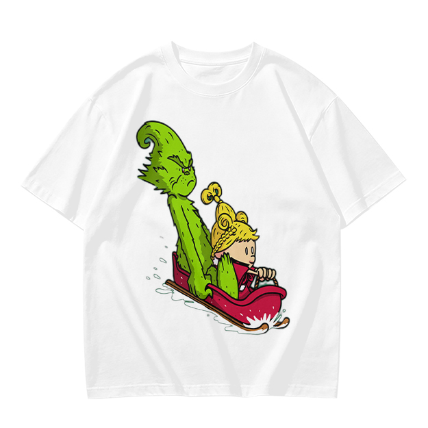 Grinch and Cindy Lou Who Sledding Graphic T-Shirt