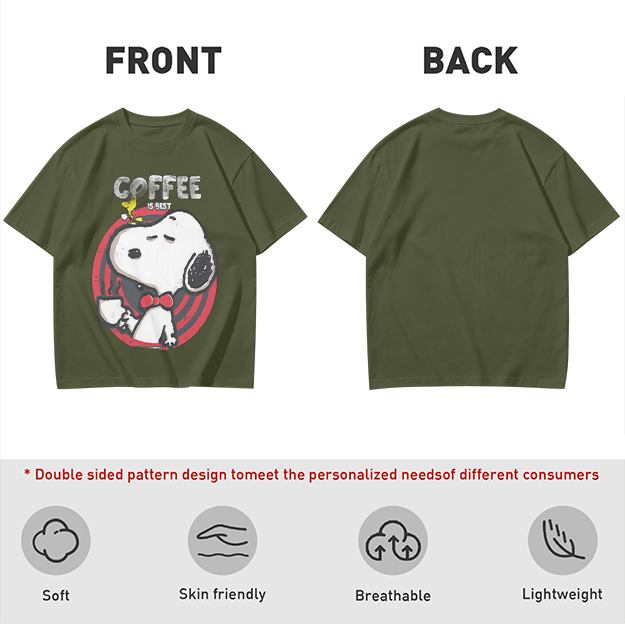 Olive Green Snoopy Coffee Is Best Graphic T-Shirt