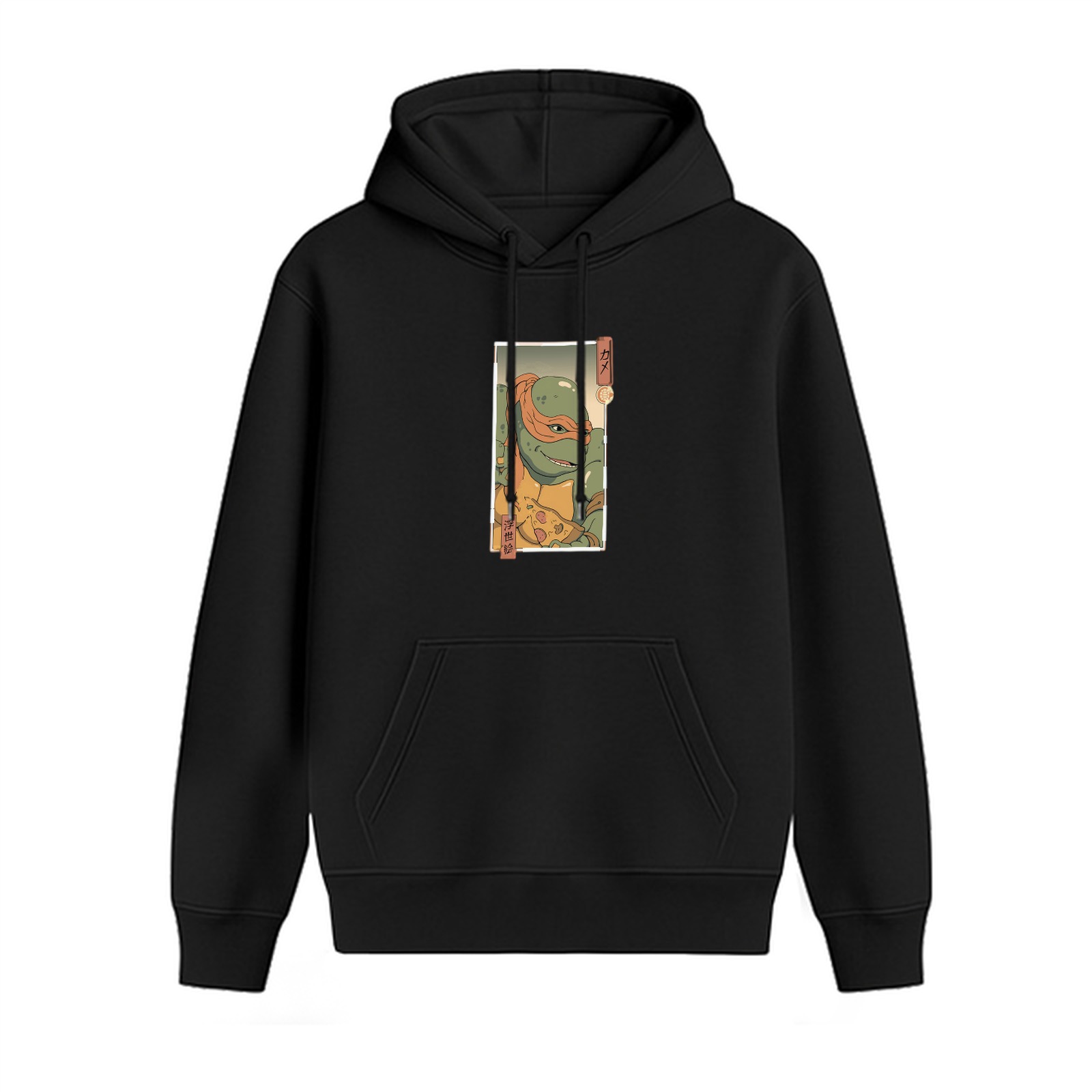 Black hoodie with retro-style Teenage Mutant Ninja Turtle graphic