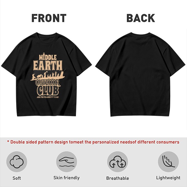 Middle Earth Outdoor Club T-Shirt with Fellowship Silhouette