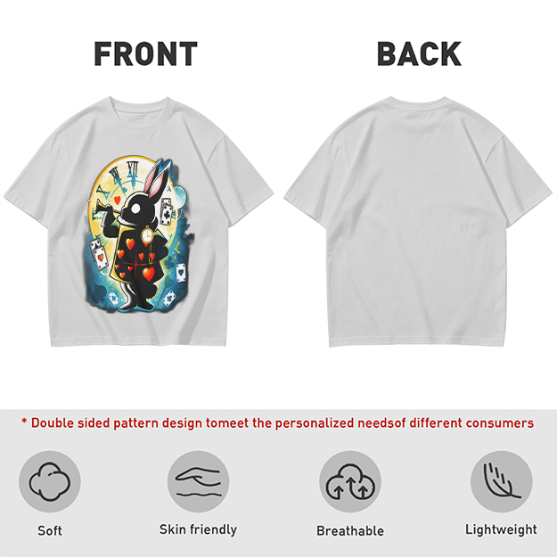 Olive T-Shirt With Alice In Wonderland White Rabbit Print
