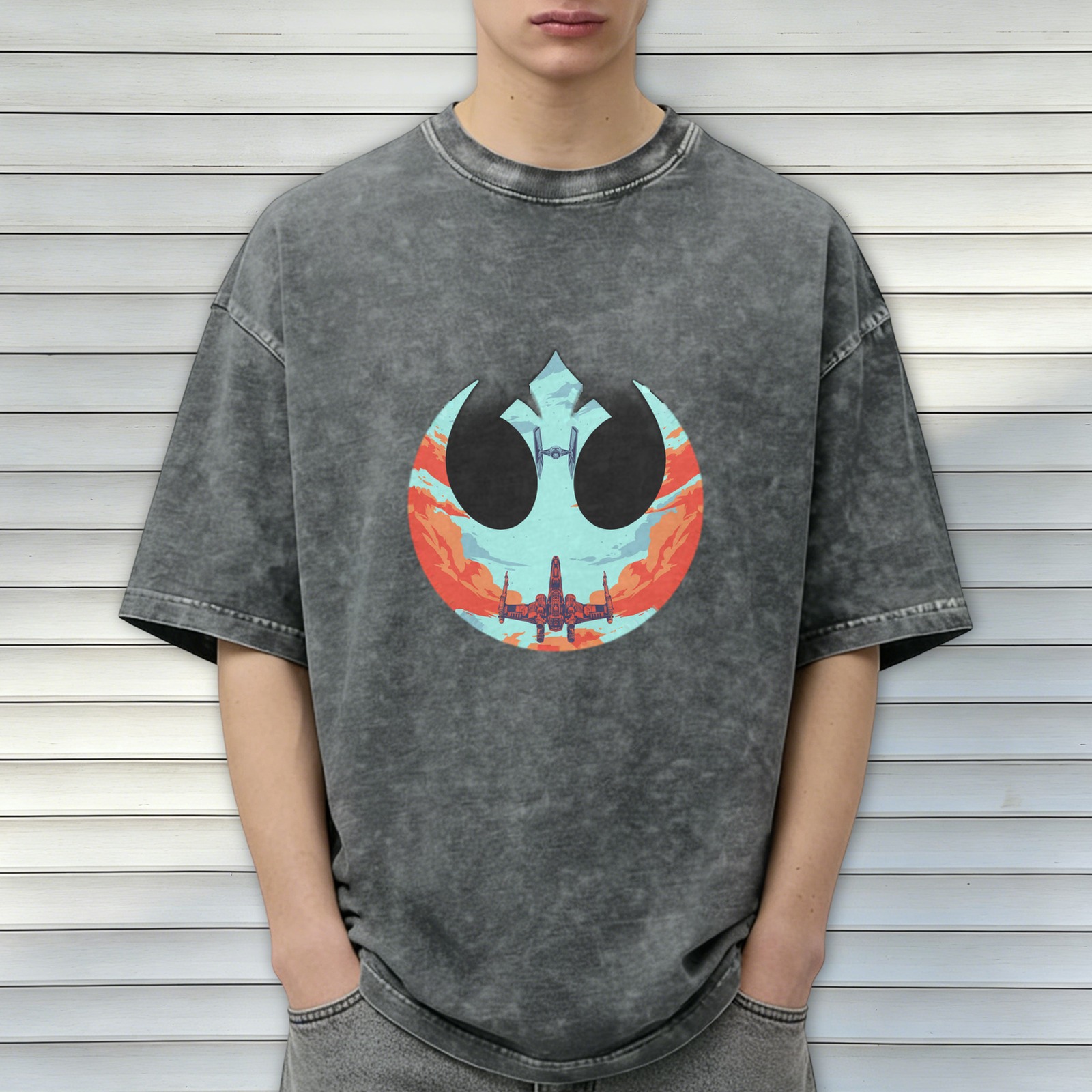 Star Wars Rebel Alliance X-Wing Graphic Acid Wash T-Shirt