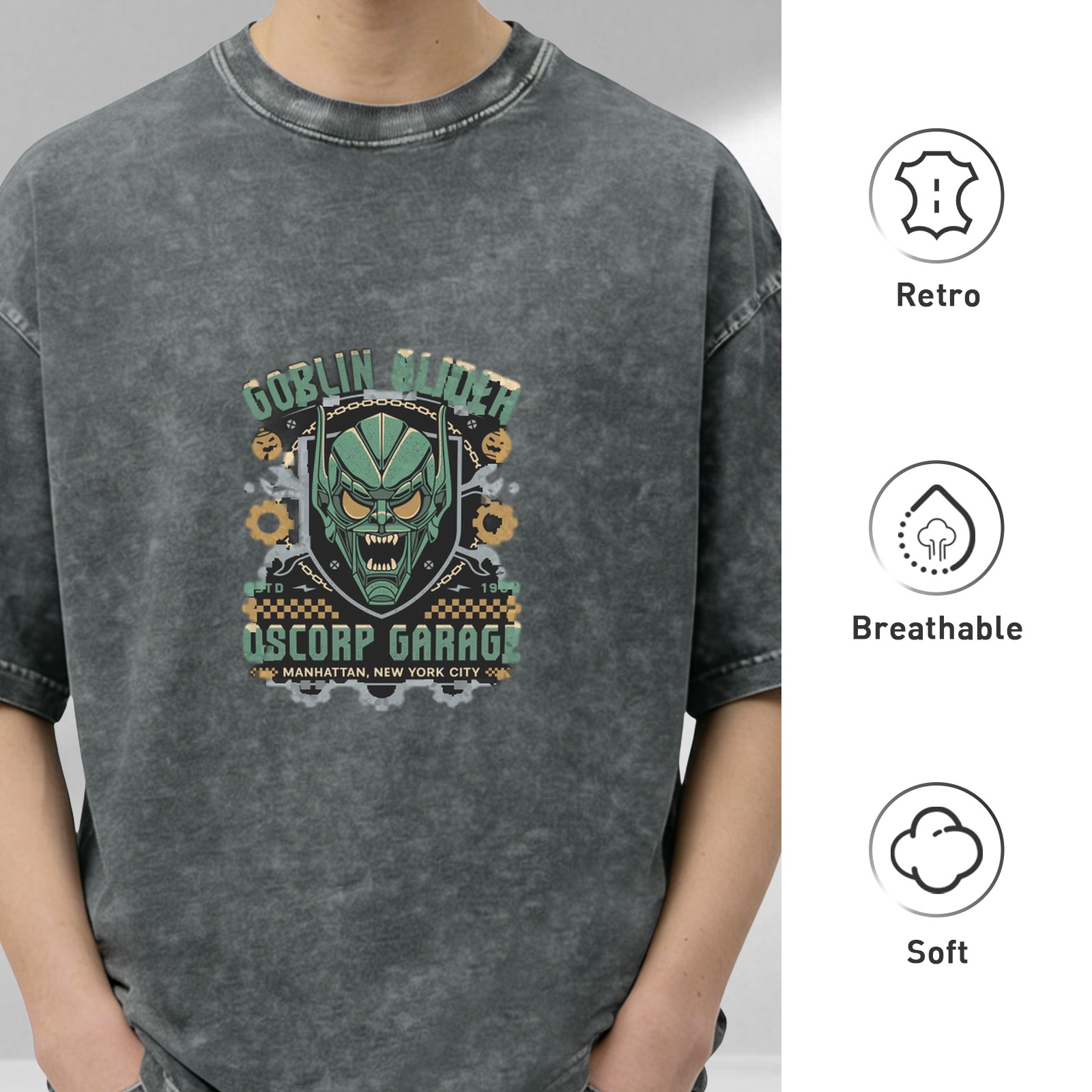 Oscorp Garage Goblin Glider Vintage Washed Graphic T-Shirt