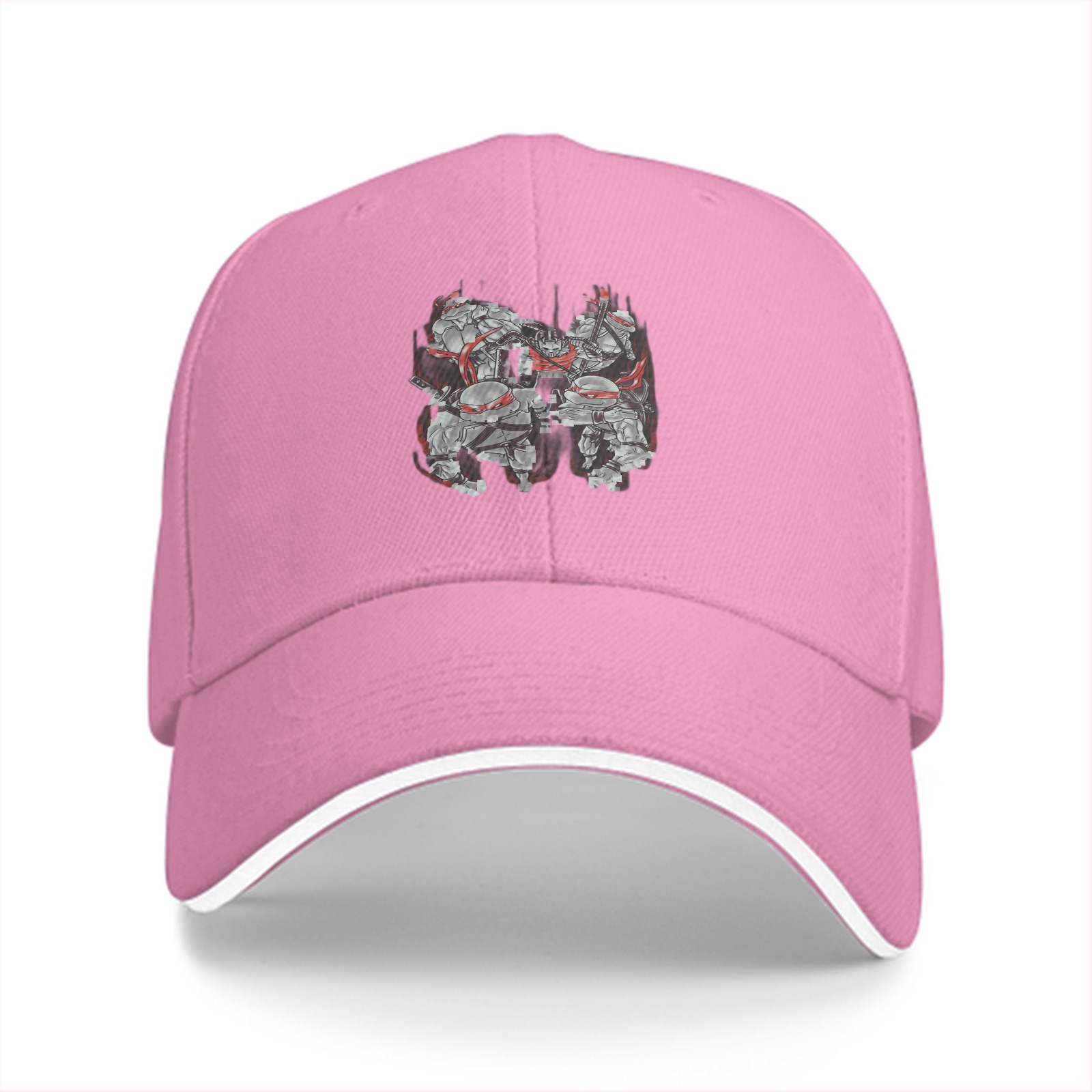Black Baseball Cap with Ninja Turtles Graphic Print