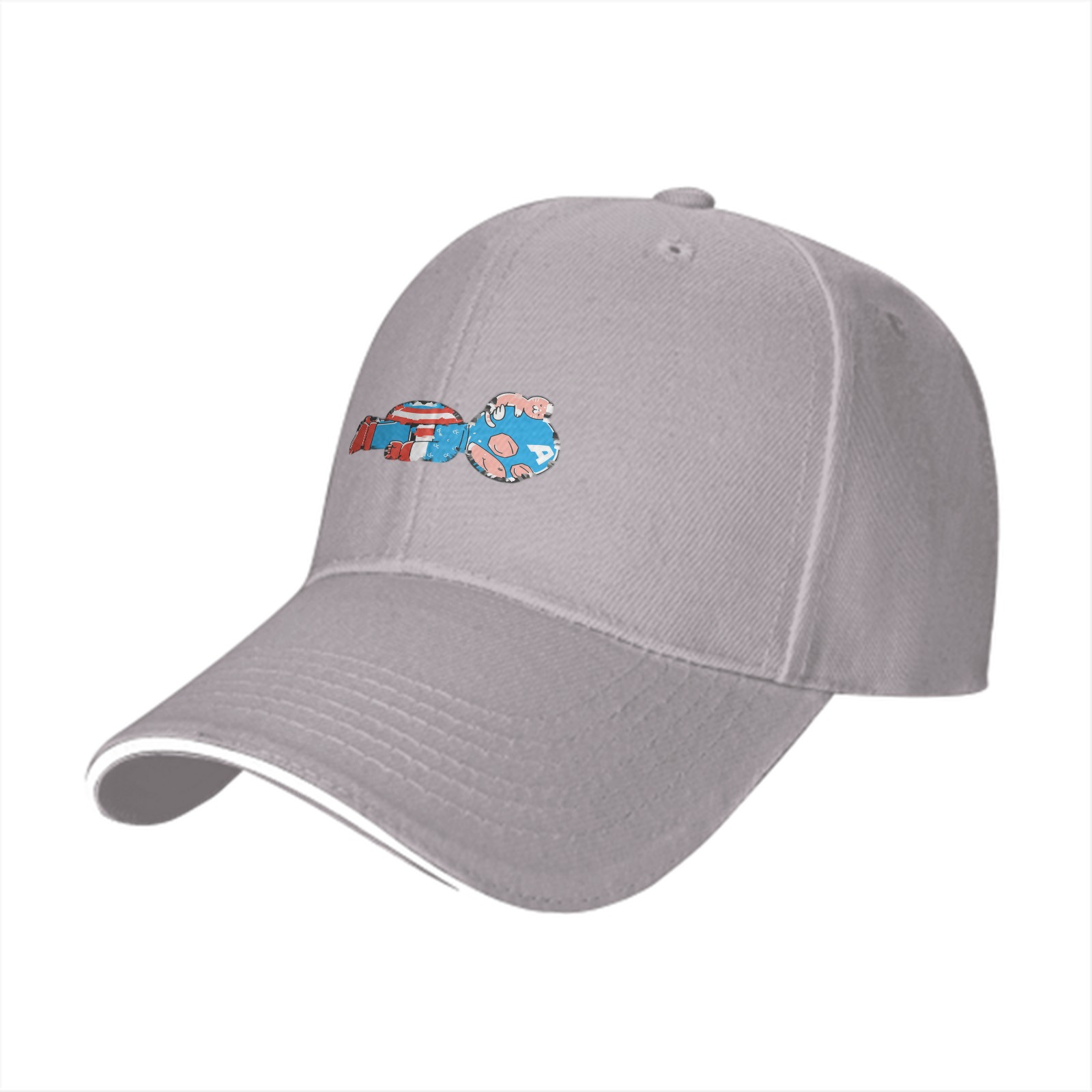 Black Baseball Cap With Mini Captain America Graphic Print