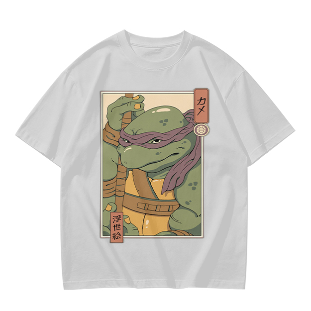 Olive T-shirt with Ukiyo-e style Donatello graphic print
