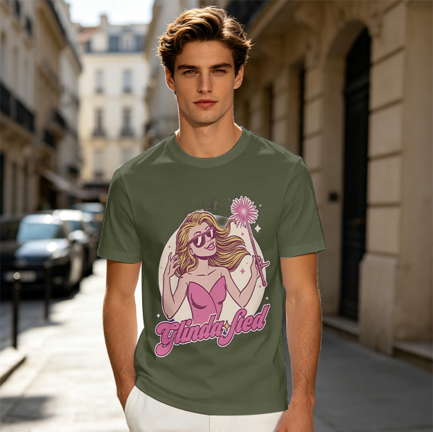 Olive Green T-Shirt with Glinda-fied Fairy Graphic Print