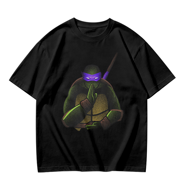 Olive Green T-Shirt Featuring Purple Masked Ninja Turtle Graphic