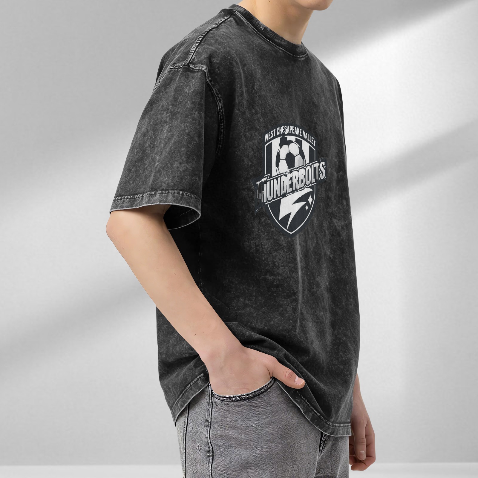 West Chesapeake Valley Thunderbolts Soccer Logo Acid Wash T-Shirt