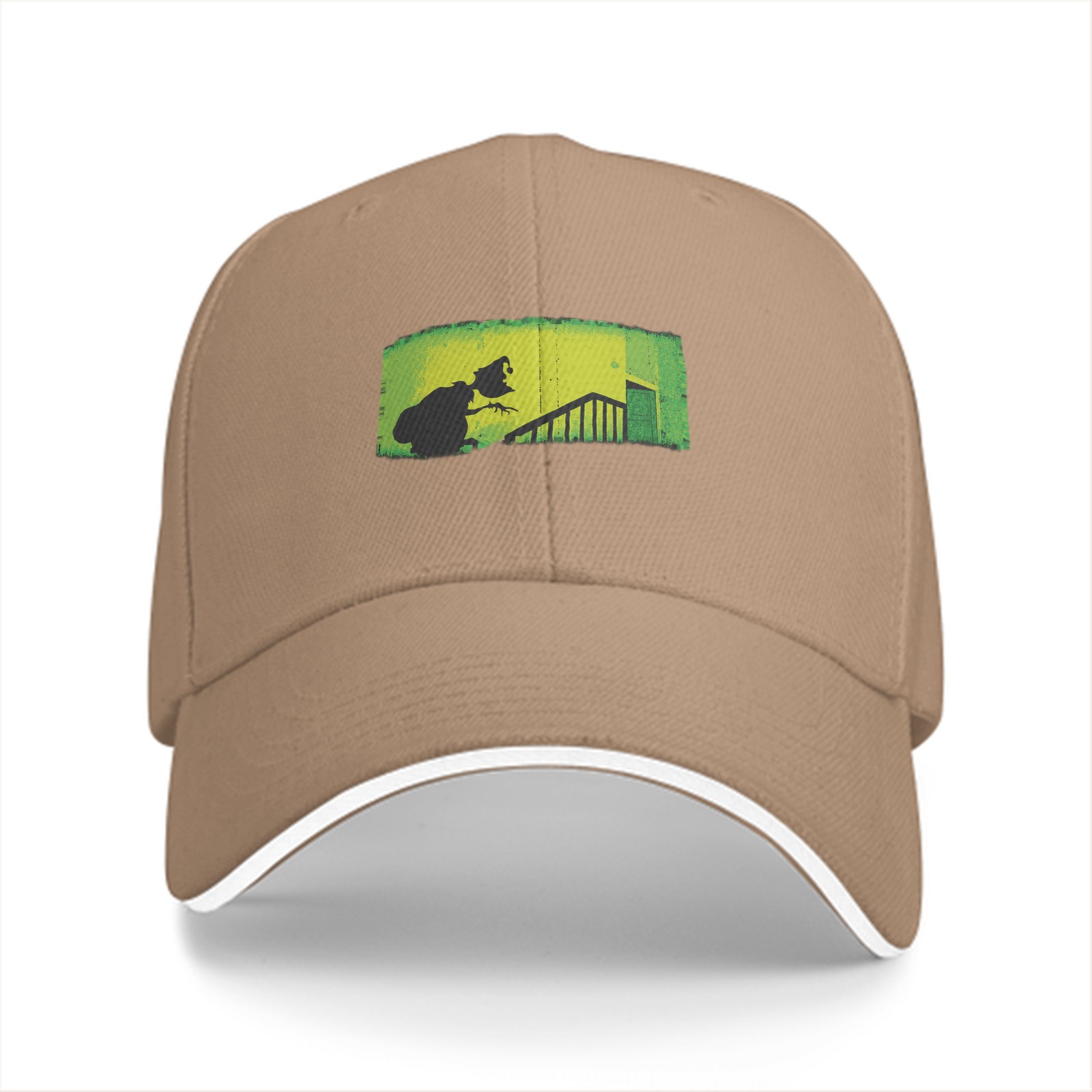 Baseball Cap with Grinch Stealing Christmas Silhouette Art
