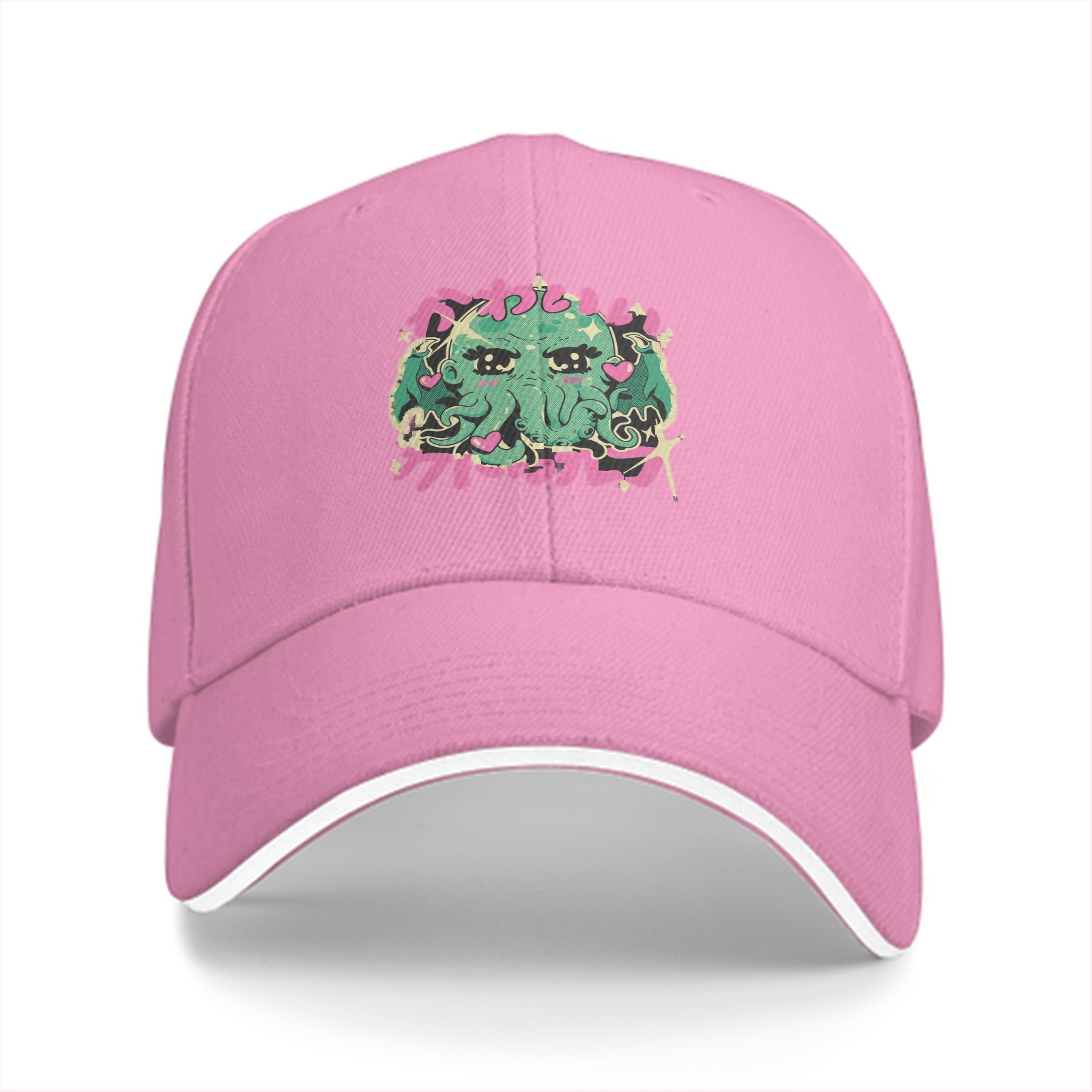 Black baseball cap with cute anime-style Cthulhu graphic