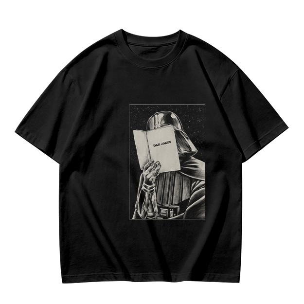 Olive T-shirt with Darth Vader reading a book graphic