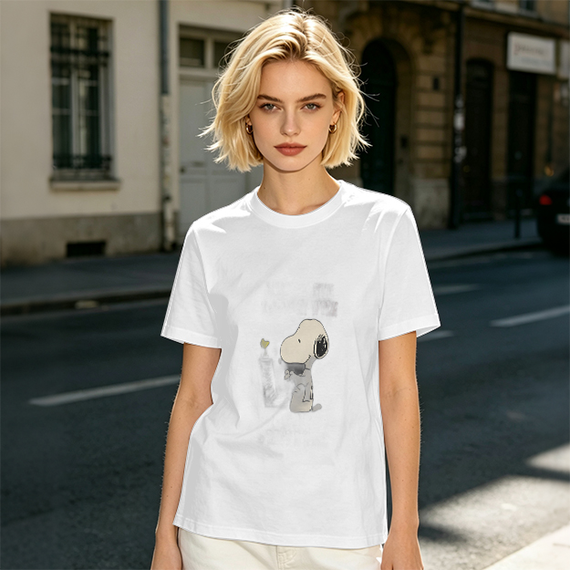 Olive Green T-Shirt With Snoopy Graphic Print