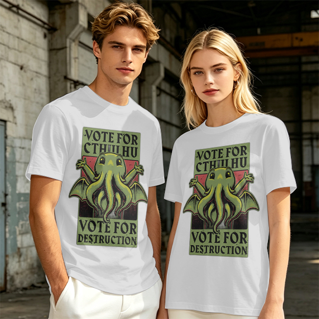 Vote For Cthulhu Funny Graphic T-Shirt Design